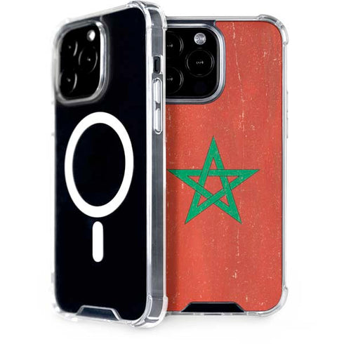 Morocco Flag Distressed iPhone 14 Pro Max MagSafe Case
